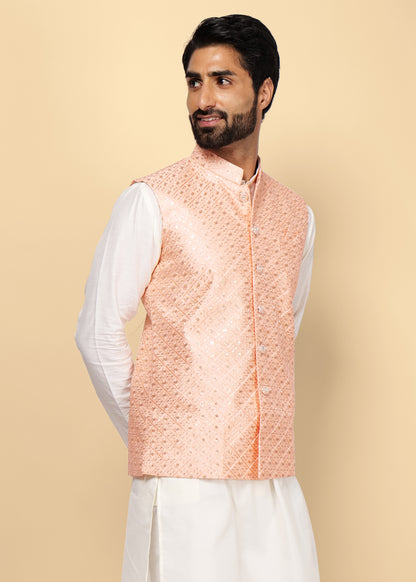Sequence Peach Nehru Jacket