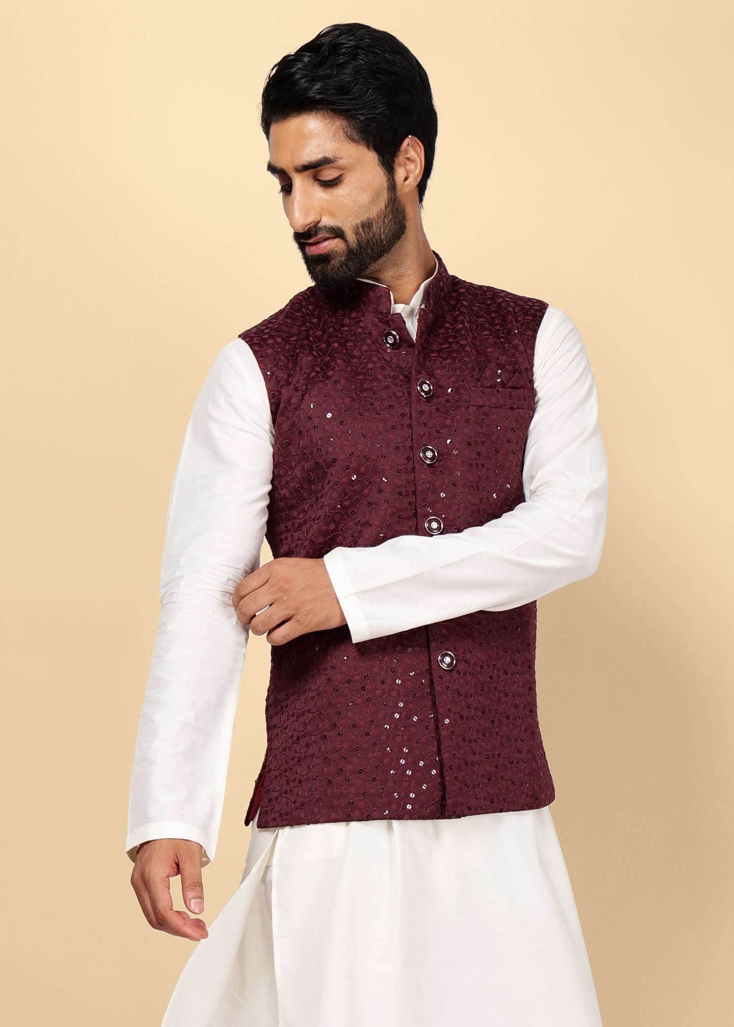 Sequence Wine Nehru Jacket