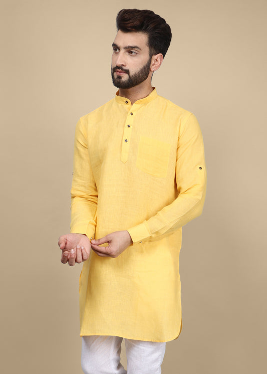 Yellow Linen Kurta