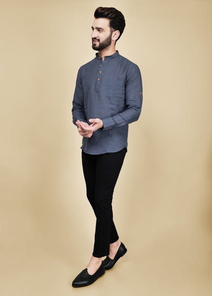 Grey Linen Short Kurta