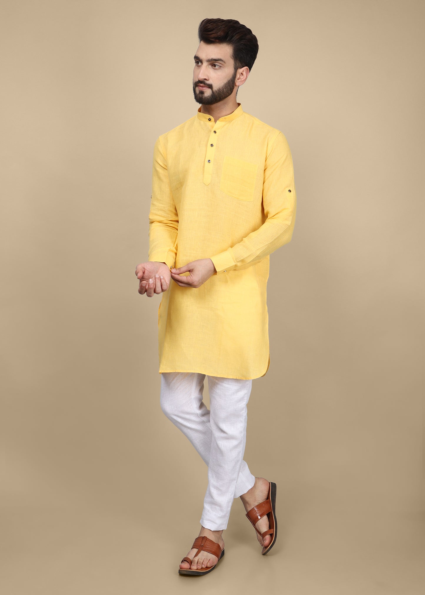 Yellow Linen Kurta