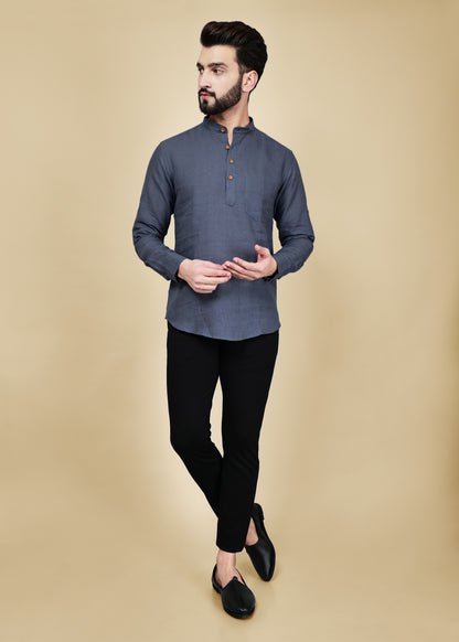 Grey Linen Short Kurta