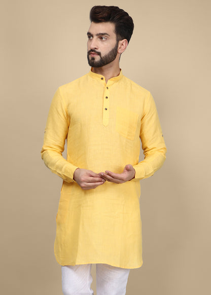 Black Linen Kurta