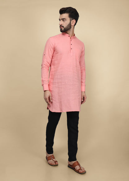 Peach Linen Kurta