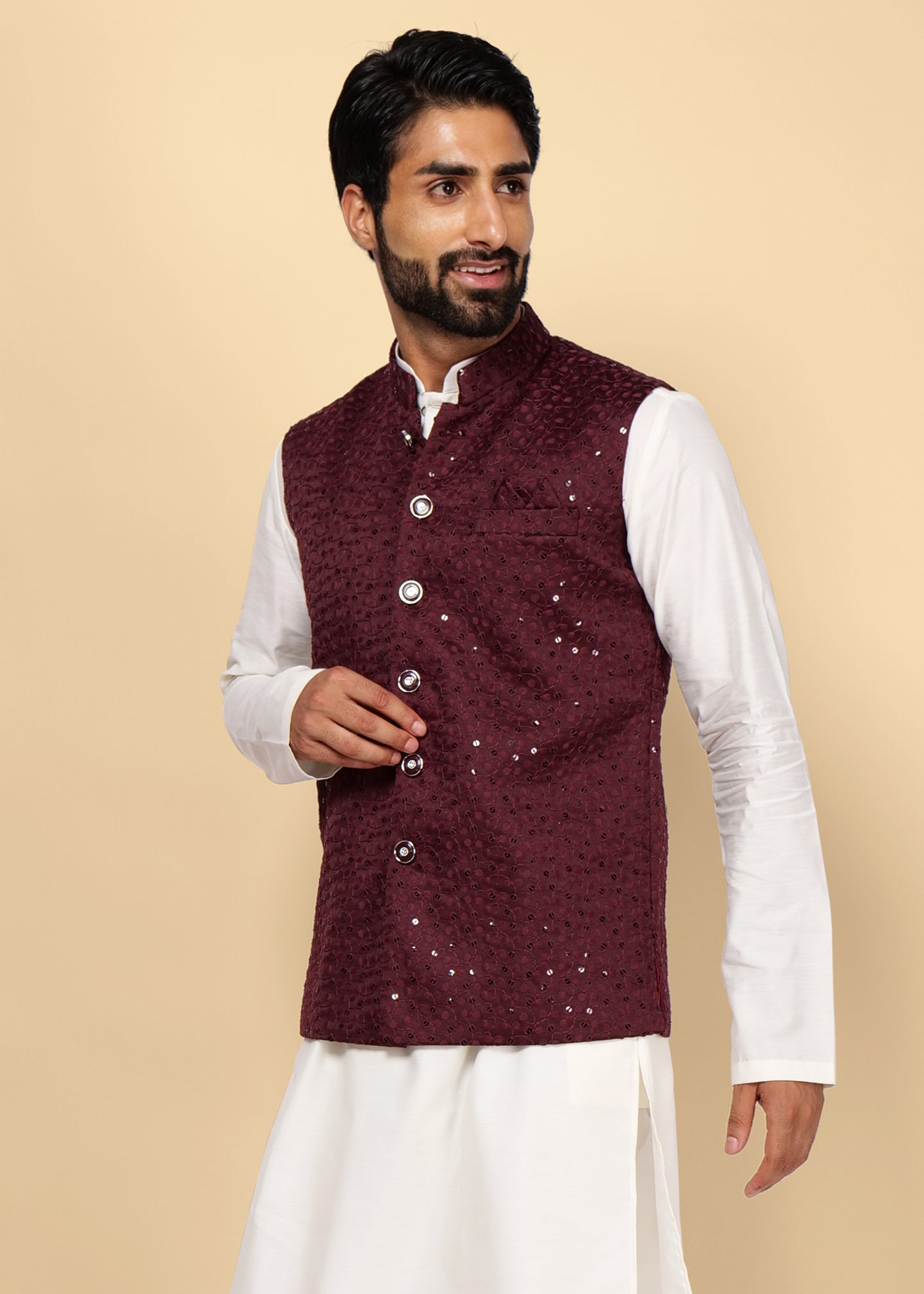 Sequence Wine Nehru Jacket