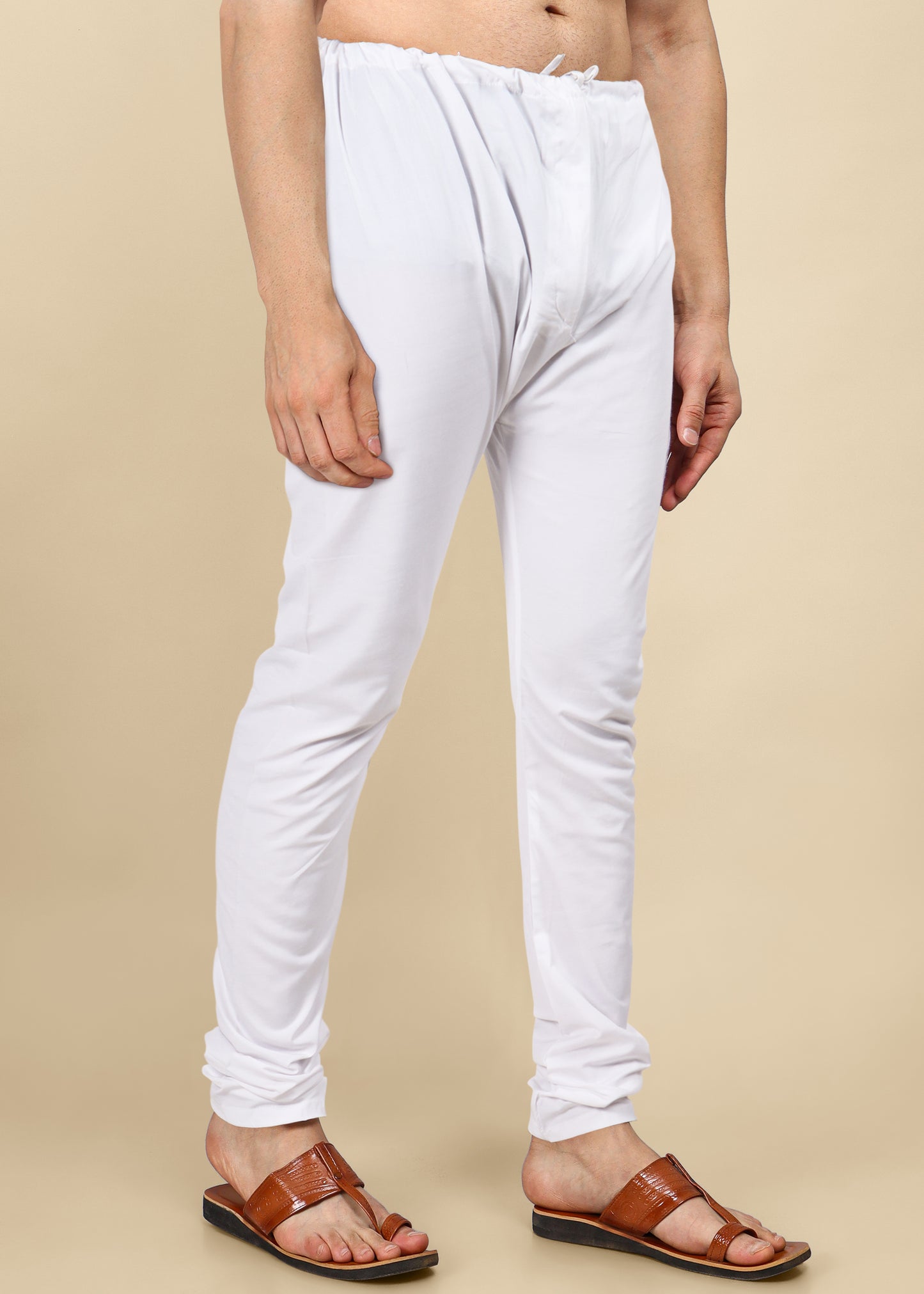 White Cotton Regular Pyjama with Drawstring