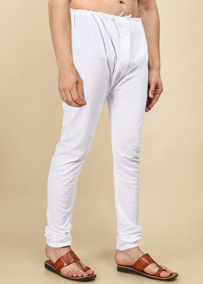 White Cotton Regular Pyjama with Drawstring