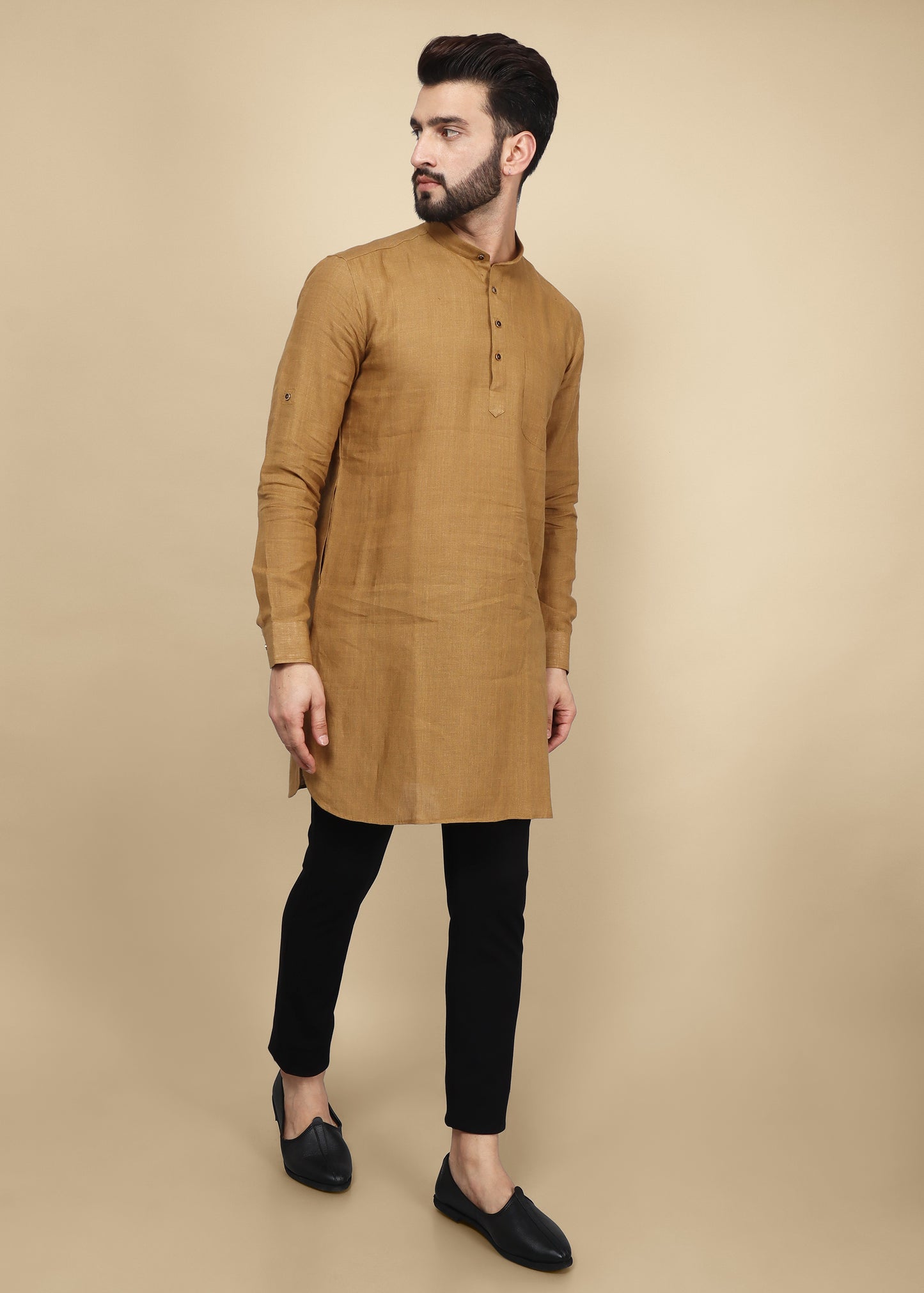 Brown Linen Kurta