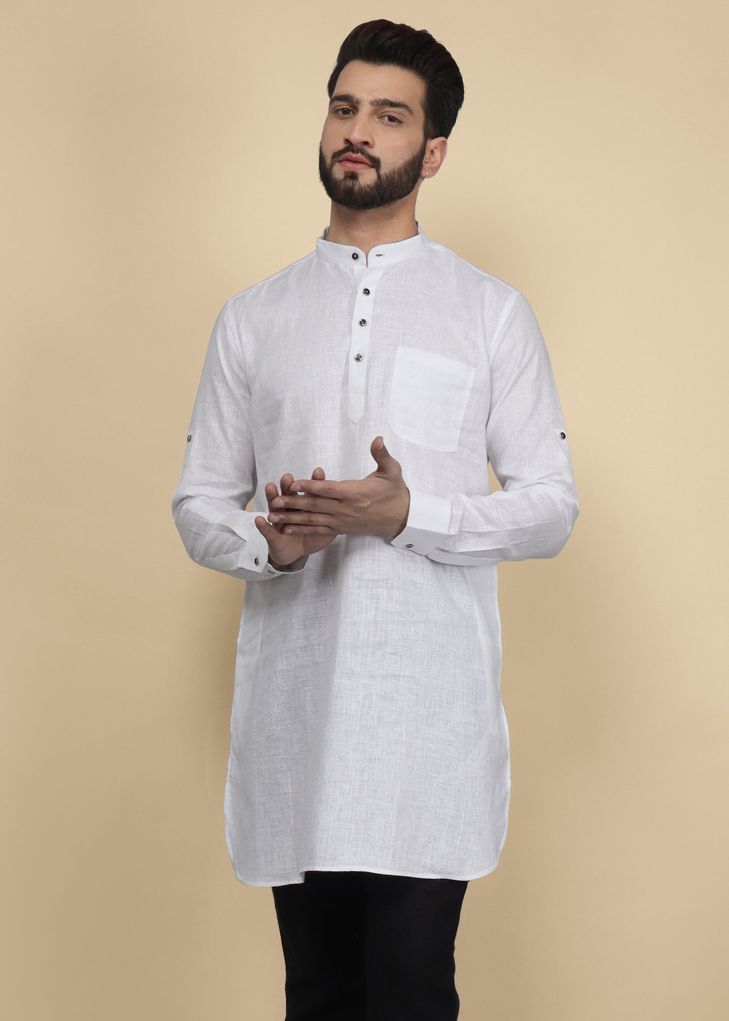 Black Linen Kurta