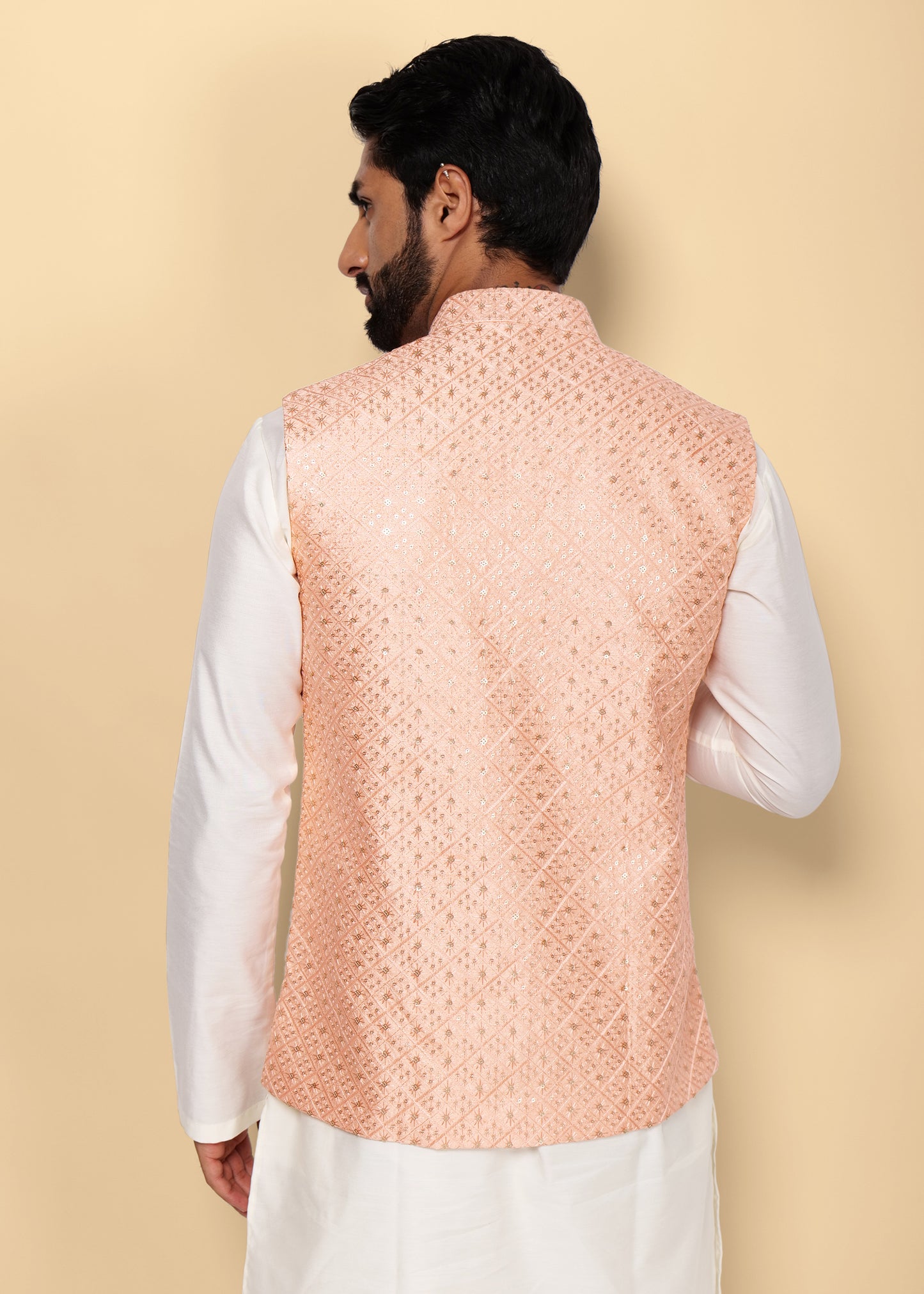 Sequence Peach Nehru Jacket