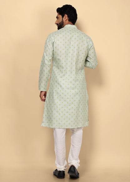 Motif Printed Cotton Kurta Set