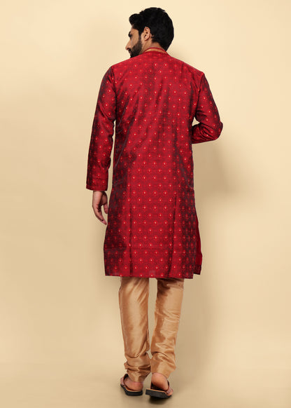 Maroon Silk Kurta Set