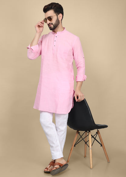 Pink Linen Kurta