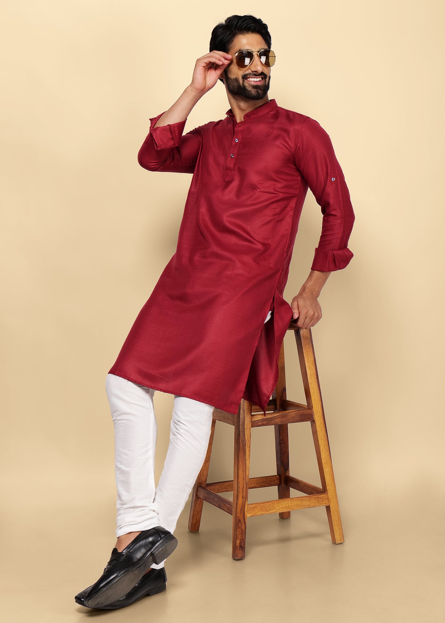 Maroon Pure Cotton Kurta Set