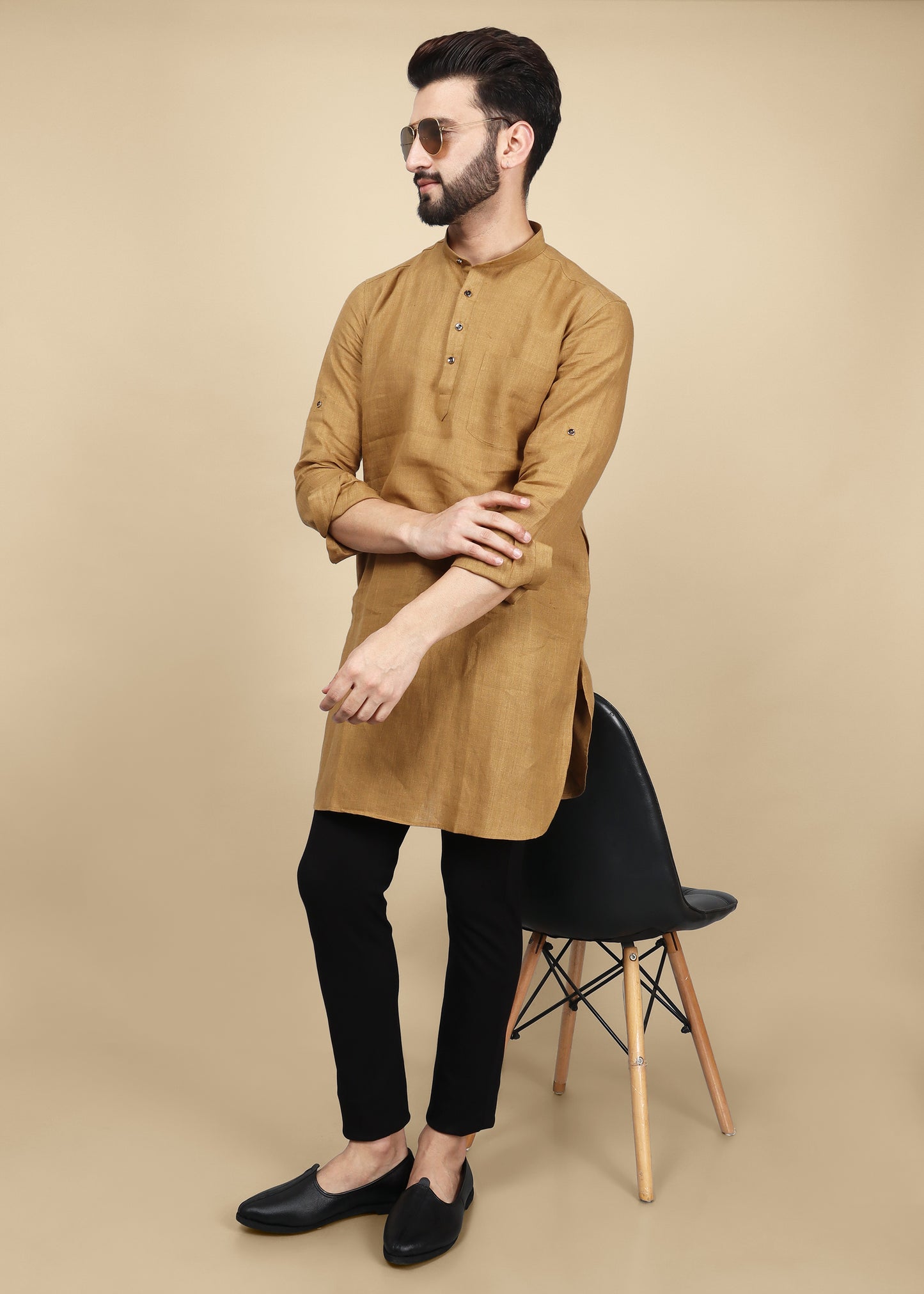Brown Linen Kurta
