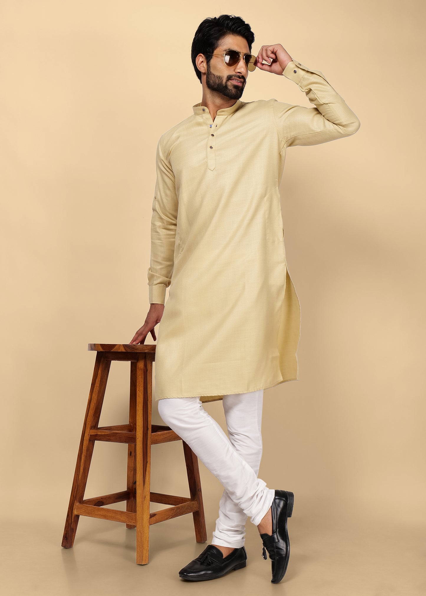 Flor Khaki Pure Cotton Kurta Set