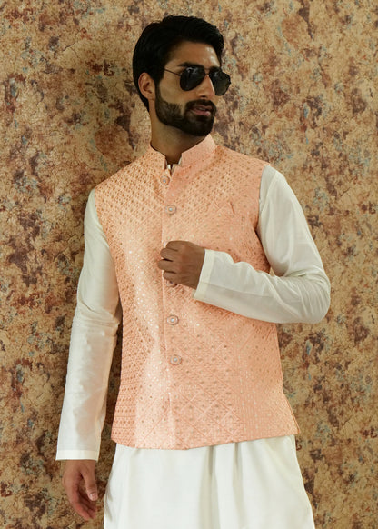 Sequence Peach Nehru Jacket