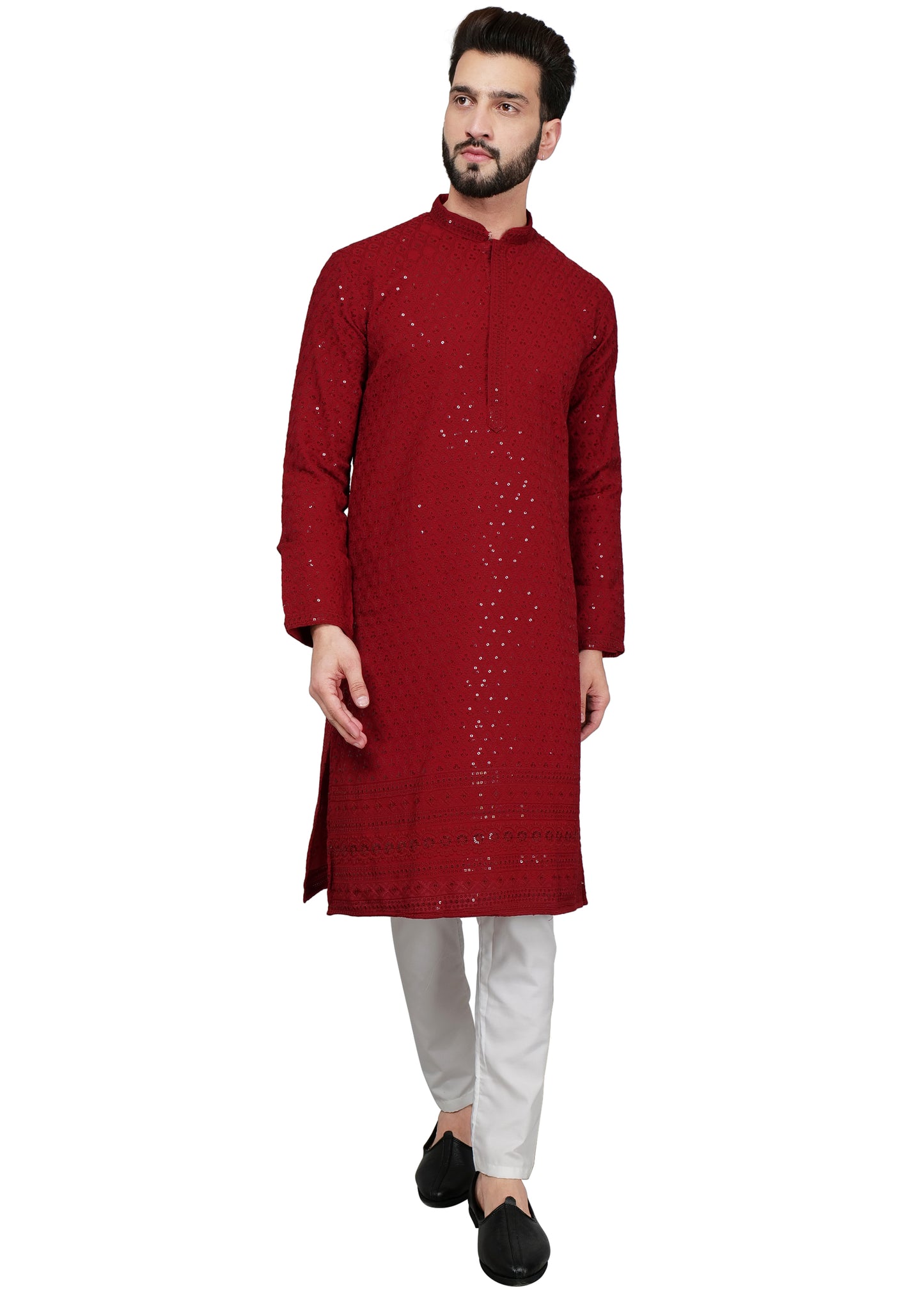 Red Sequence Kurta Set