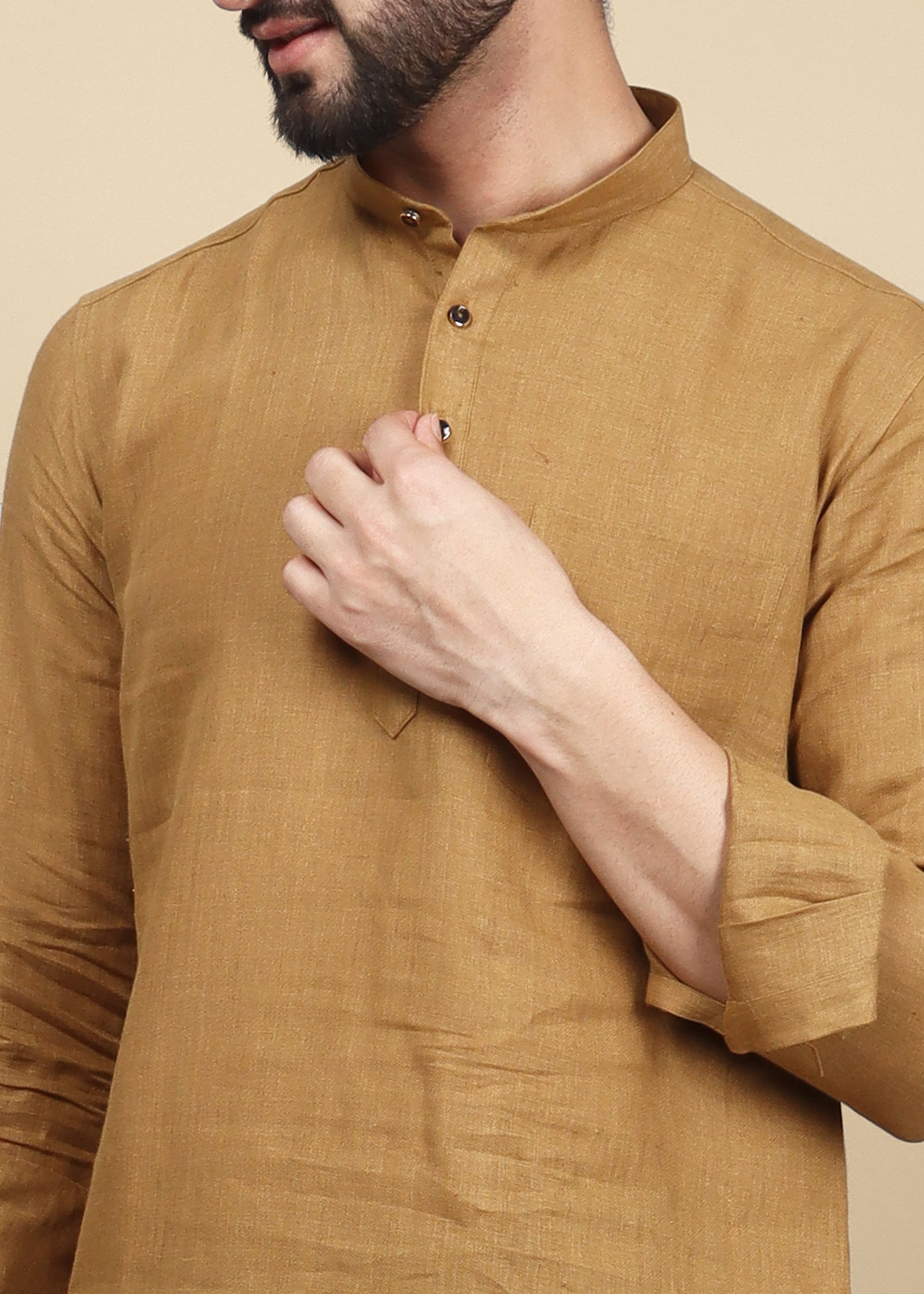 Brown Linen Kurta