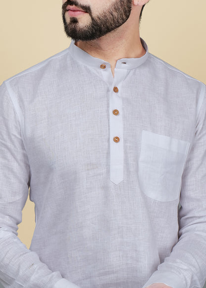 White Linen Short Kurta