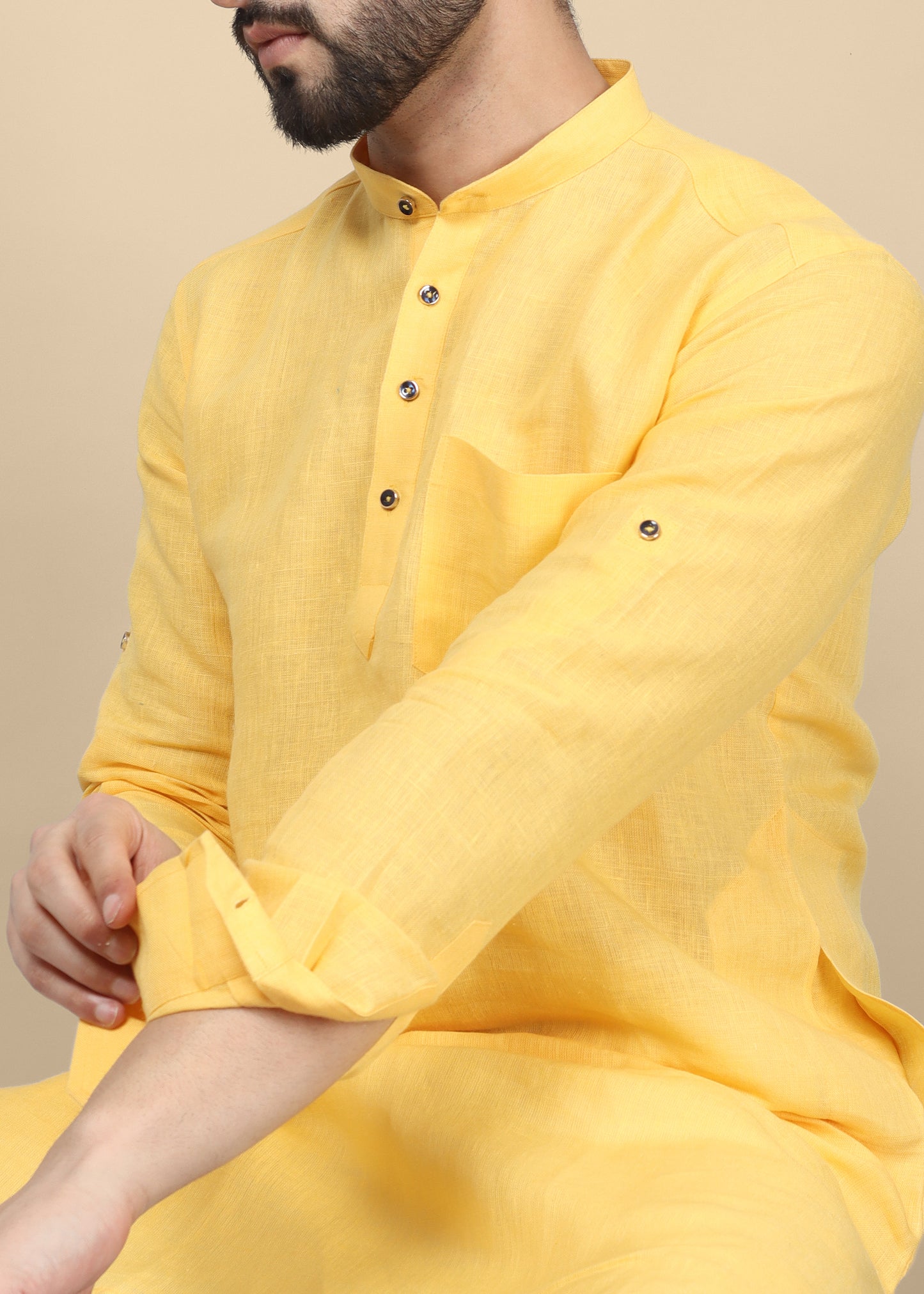 Yellow Linen Kurta