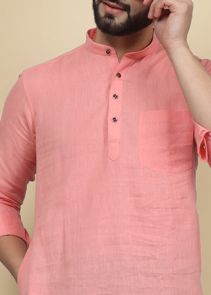 Peach Linen Kurta
