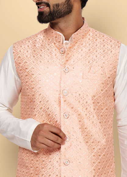 Sequence Peach Nehru Jacket