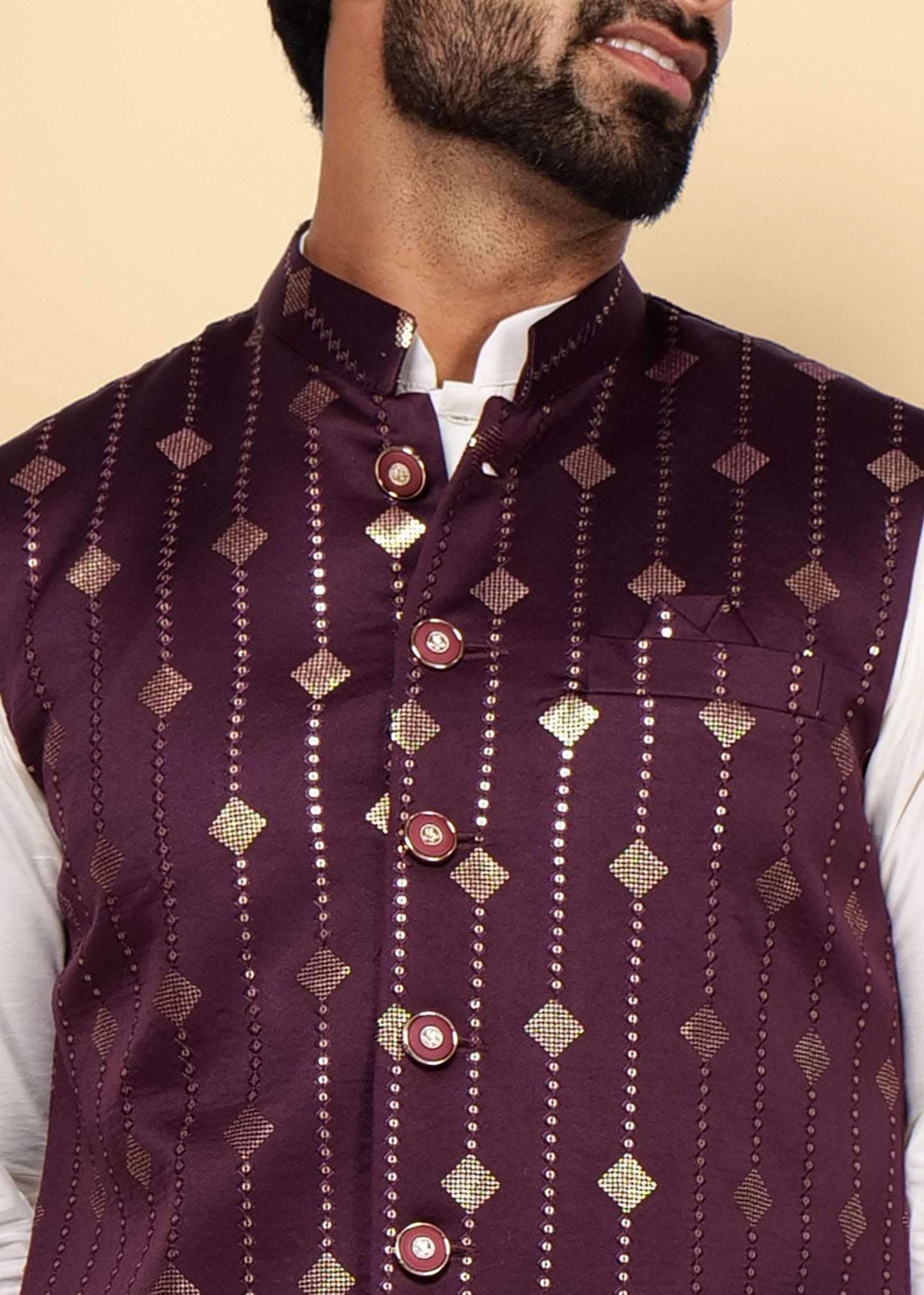 Wine Nehru Jacket