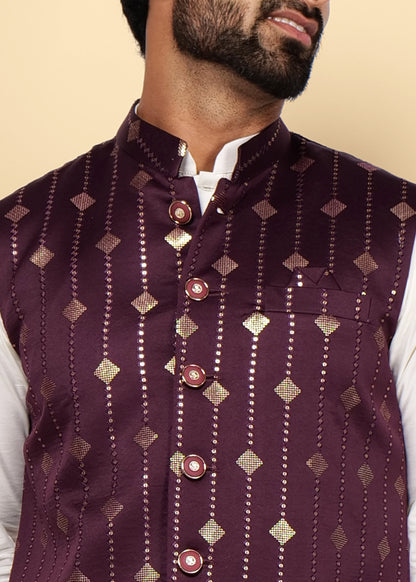 Wine Nehru Jacket