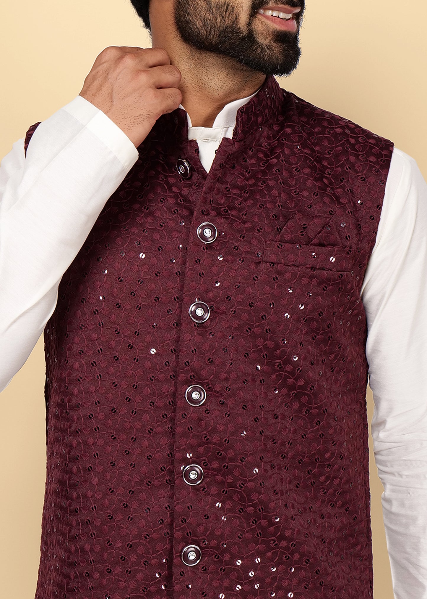 Sequence Wine Nehru Jacket