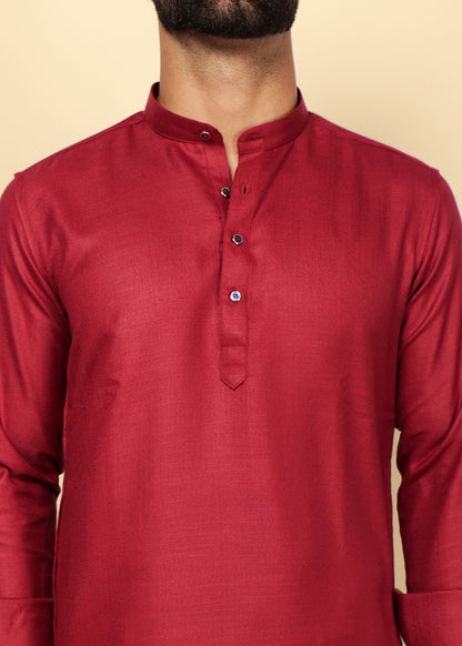 Maroon Pure Cotton Kurta Set