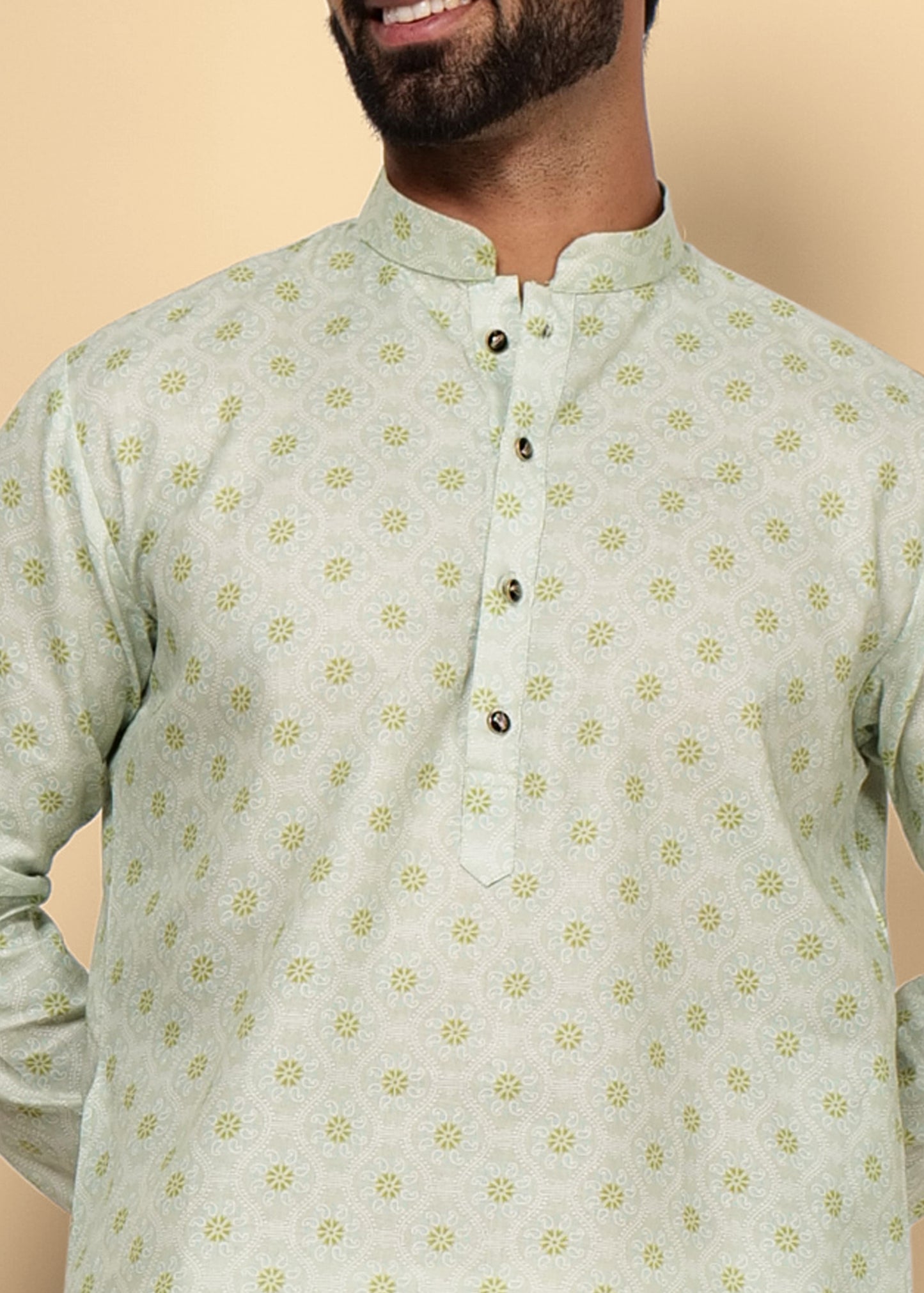 Motif Printed Cotton Kurta Set
