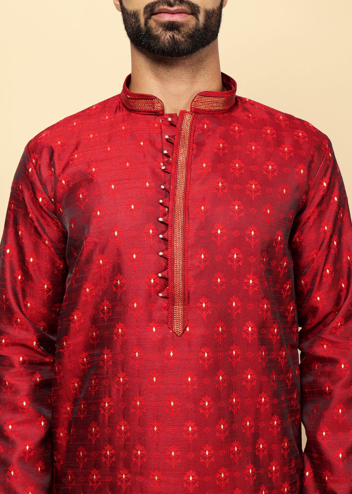 Maroon Silk Kurta Set