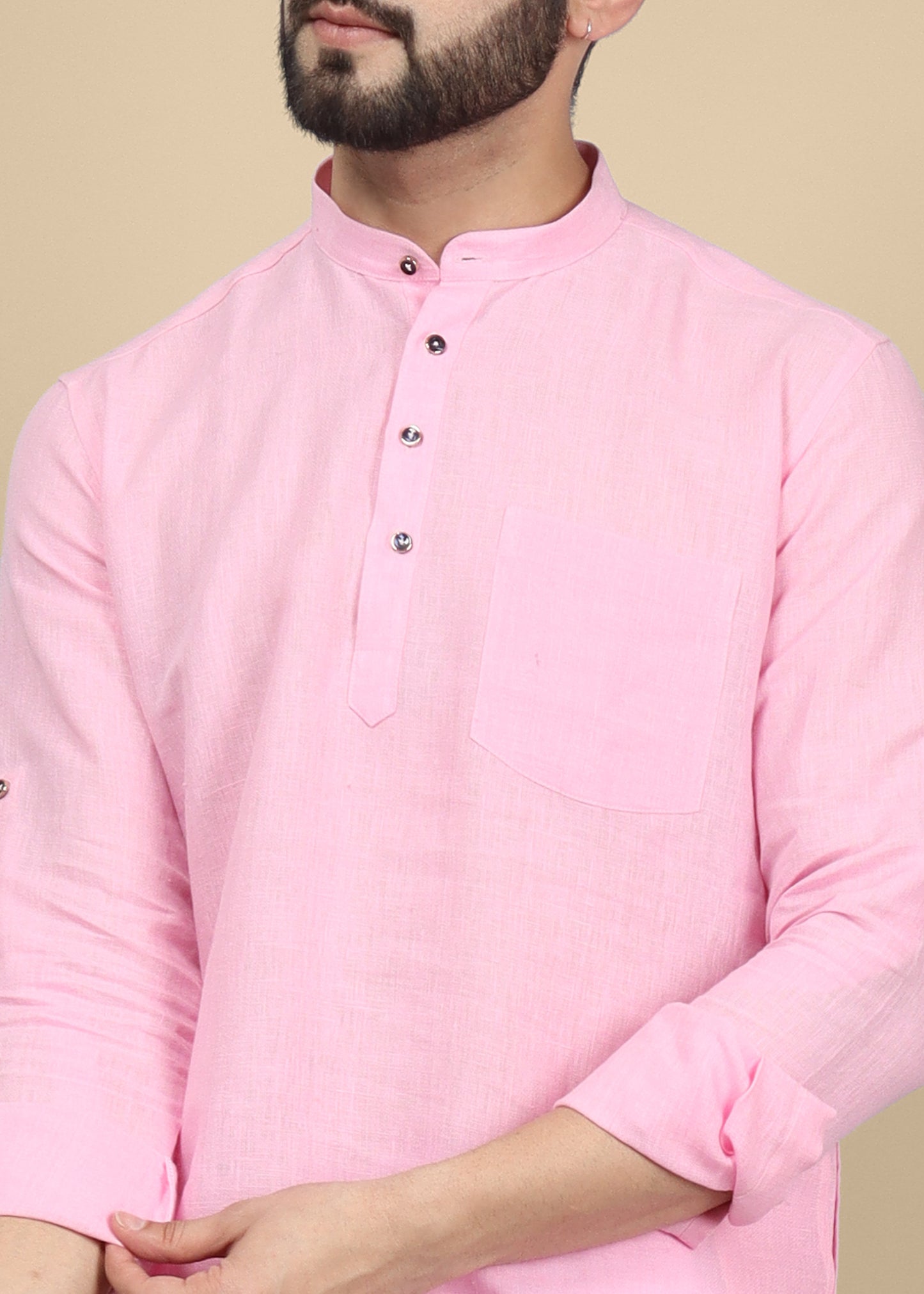Pink Linen Kurta