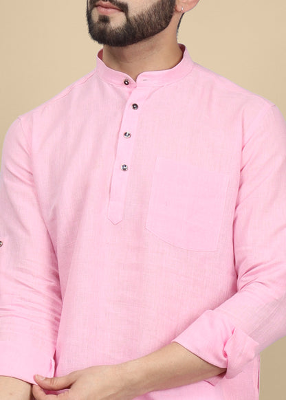 Pink Linen Kurta
