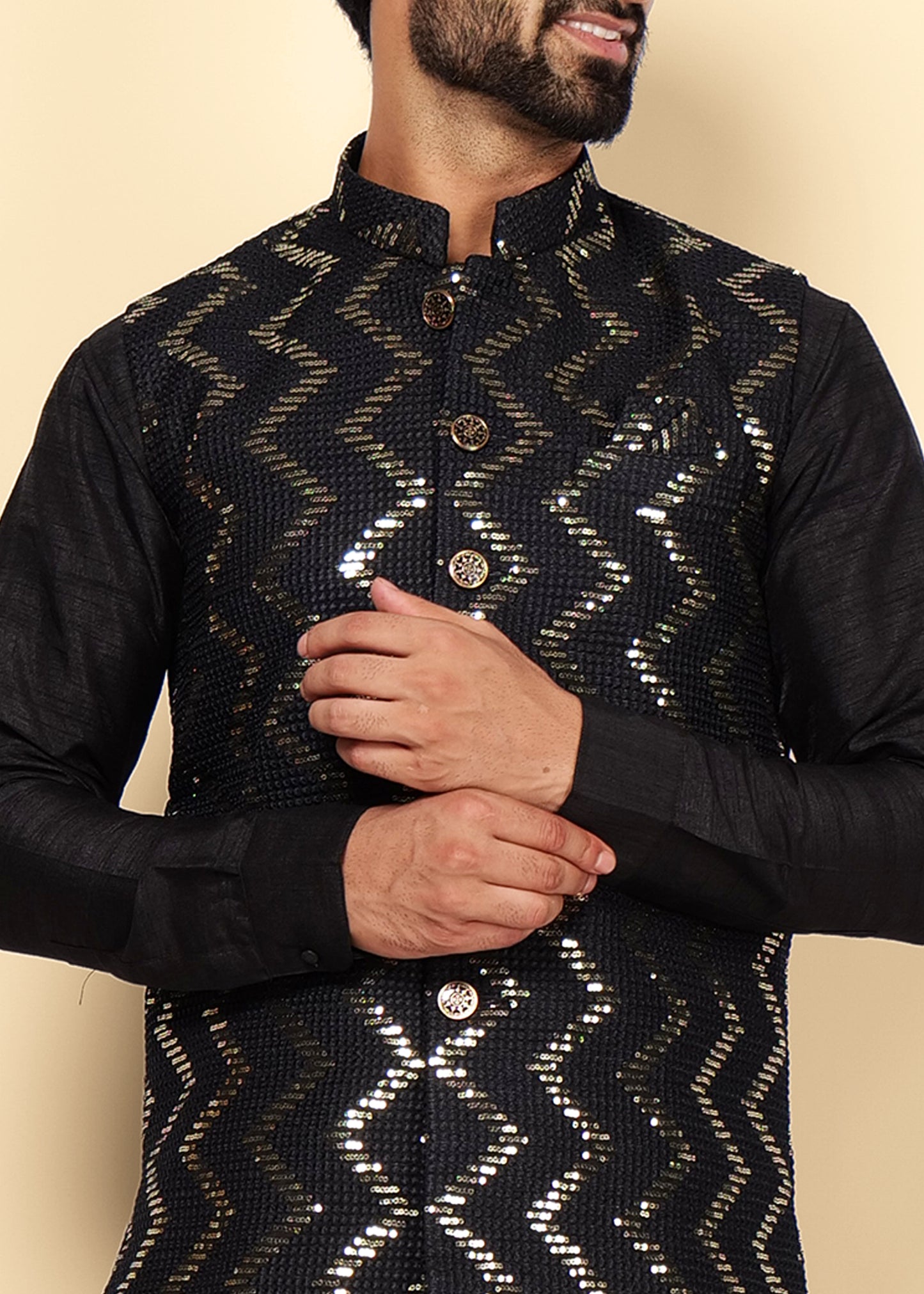 Black Nehru Jacket Kurta Set