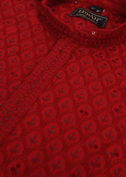 Red Sequence Kurta Set