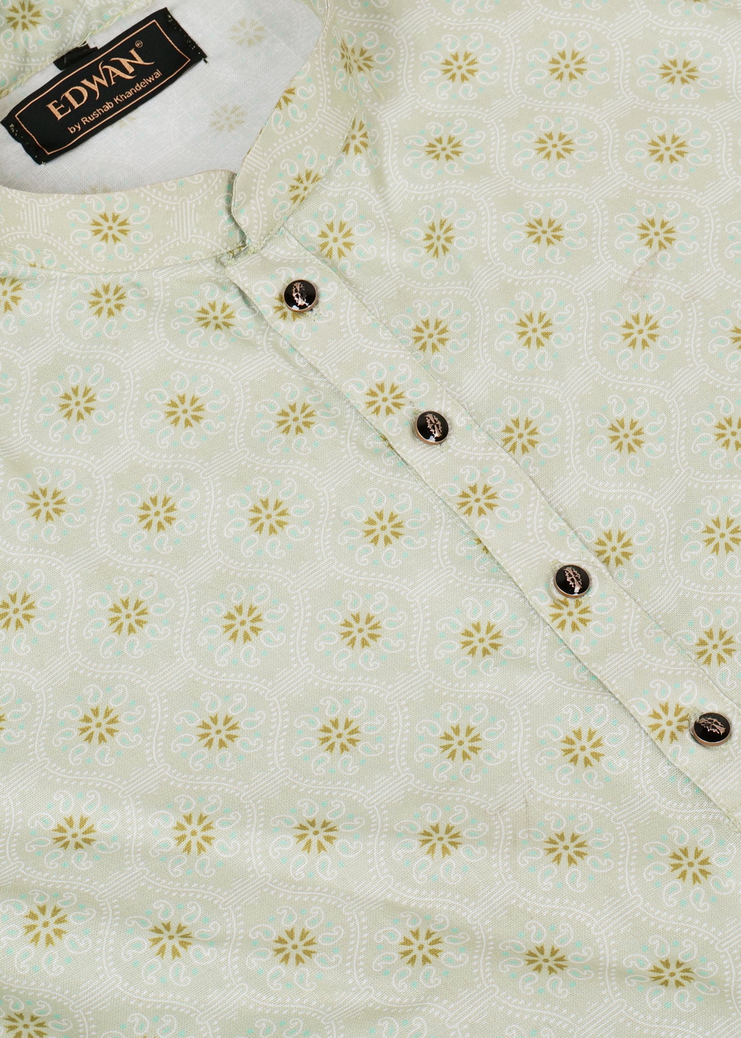 Motif Printed Cotton Kurta Set
