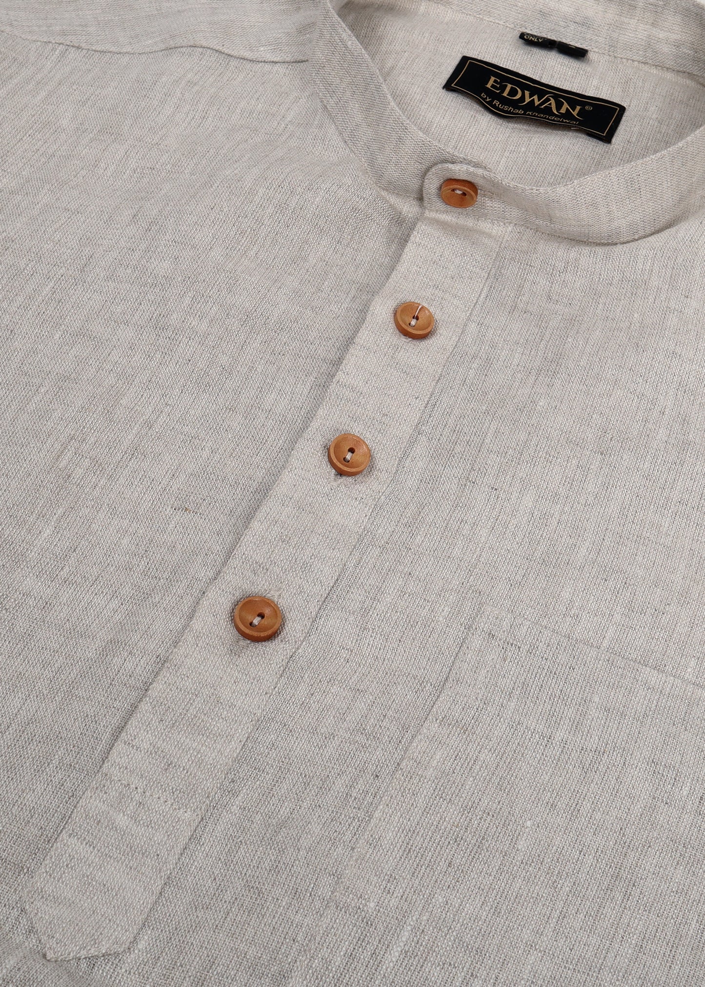 Natural Grey Linen Short Kurta