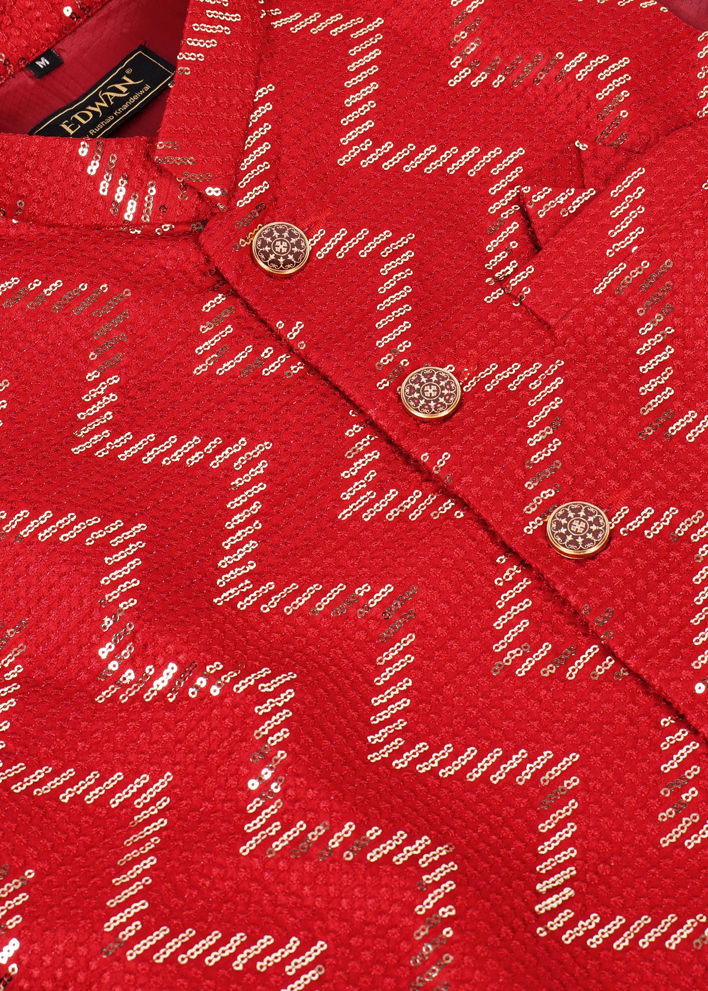 RED KURTA NEHRU JACKET SET